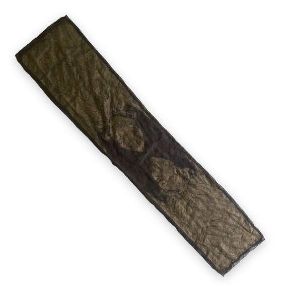 Vintage Avon Black Gold Filigree Sheer Scarf Boho Bohemian Retro - Picture 3 of 5